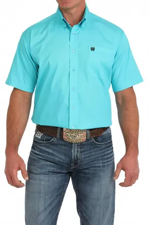 Cinch Solid Short Sleeve Classic Shirt In Turquoise