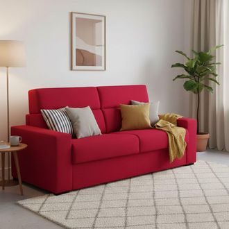 Dmora Sof&aacute; Cama 3 Plazas Quindici, Fundas Desmontables, Con Caj&oacute;n Made In Italy, Lavable, 220x95 Cm Rojo