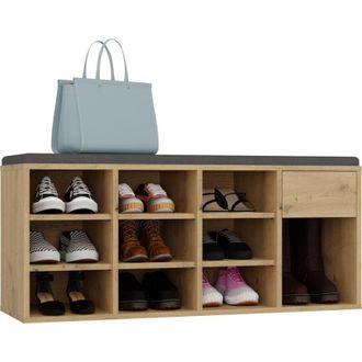 Topeshop TALLIN - mobile porta scarpe aperto rovere artigianale per ingresso - 110&times;49&times;35 cm