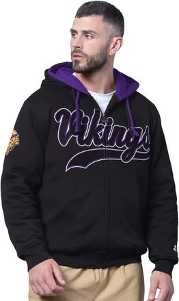 Starter Mens Starter Black Minnesota Vikings Big Shot Full-Zip Double Hoodie at Nordstrom, Size X-Large