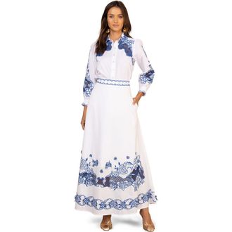 Hale Bob Ambrosia Embroidered Maxi Skirt in Blue at Nordstrom, Size X-Large