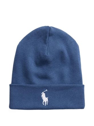 Polo Ralph Lauren logo-detail beanie hat - men - Cotton - One Size - Blue