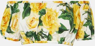 Dolce & Gabbana Floral off-shoulder cotton crop top