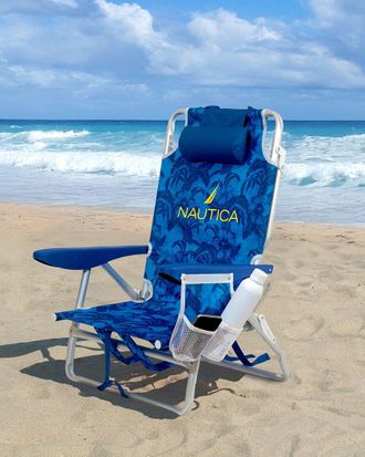 Nautica 5-Position Aluminum Beach Chair With Extra Comfort Cushion Pillow