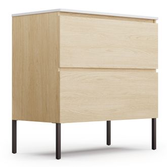 Blumfeldt Blumfeldt Johnstone Mueble De Ba&ntilde;o Mueble Para Ba&ntilde;o Armario De Ba&ntilde;o 80 Cm Con Lavamanos Cer&aacute;mico Cierre Suave 2 Cajones Espacio De Almacenamiento Pr&aacute;c