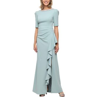Alex Evenings Embellished Neck A-Line Gown in Ice Sage at Nordstrom, Size 14