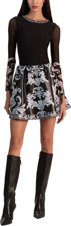 Alice & Olivia Alice + Olivia Chara Crew Neck Ls Mini Dress