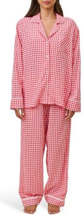 Papinelle Sleepwear Seersucker Gingham Cotton Blend Pajamas in Geranium at Nordstrom, Size Xx-Large