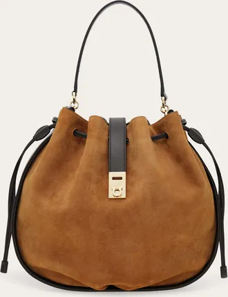 Ferragamo Women Hug bucket bag Brown