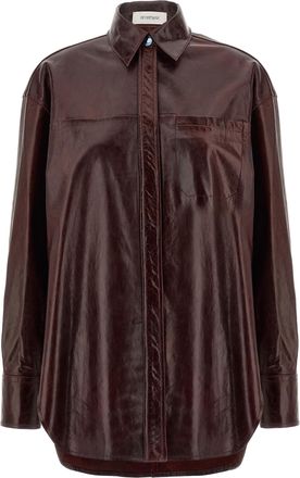 Sportmax Bordeaux Lamb Leather Womens Blouse
