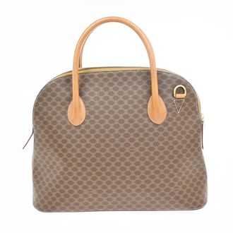 Celine Vintage Macadam Canvas And Leather Brown Canvas Handbag (Pre-Owned)