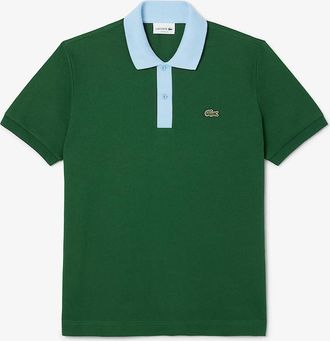 Lacoste Mens Contrast Collar L.12.12 Polo Shirt - Green - Size: 44