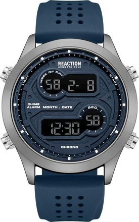 Kenneth Cole Reaction Silicone Strap Digital Watch, 47mm in Blue at Nordstrom Rack