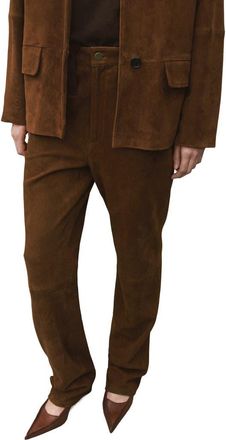 Mango Straight Leg Suede Pants in Tobacco Brown at Nordstrom, Size 10