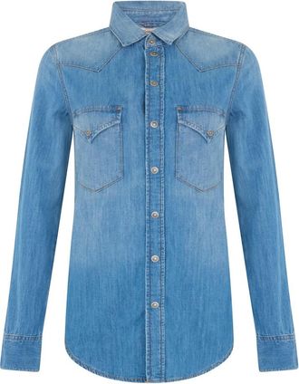 Diesel Denim Shirts, female, Blue, Size: 2XS Light denim shirt with practical pockets
