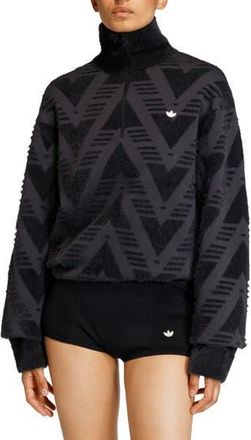 adidas Chevron Knit Half Zip Pullover Sweater in Black at Nordstrom Rack, Size X-Small