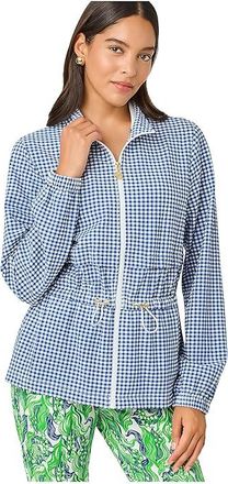 Lilly Pulitzer Romilly Performance Jacket Womens Clothing Starlight Navy Mini Performance Gingham : XXS, Nylon/Polyester/Spandex