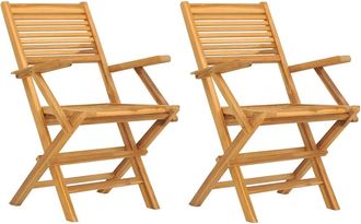 vidaXL Sillas De Jard&iacute;n Plegables 2 Uds Madera Maciza Teca 55x62x90 Cm Vidaxl