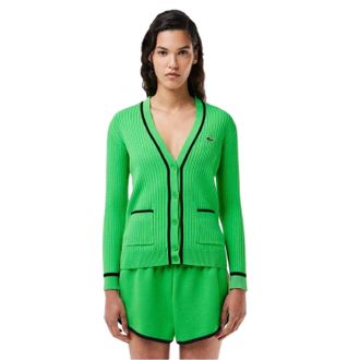 Lacoste Damesvest met V-hals en normale pasvorm (Groen, Zwart)