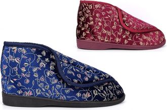 Generic Ladies Washable Slippers Size 7 Womens Bootie Slippers Size 8 Washable Slipper Ladies Rubber Sole Slipper Touch Fastening Rubber Sole Sizes 3-8 Wine/N