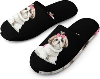 Generic Cartoon Shih Tzu Dog Mens House Slippers Slip Indoor Slipper On Shoes Warm Outdoor