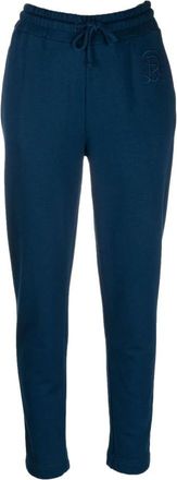 Sonia Rykiel Logo-geborduurde joggingbroek - Dames - Sweatpants - Blauw - S - Katoen - Broeken