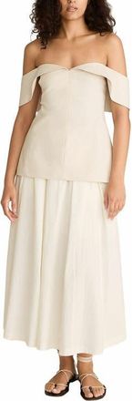 Rebecca Taylor Cotton Sateen Draped Shoulder Top in Snow at Nordstrom, Size 10