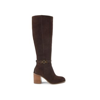 Kurt Geiger Womens Suede Bromley Block Heel Knee Boots - Brown - Size UK 3
