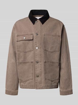 Review Jeansjacke mit Kentkragen in Dunkelbraun, Größe XXL