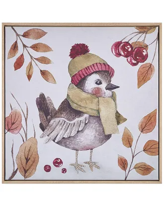 Beliani Stampa Su Tela Arte Murale 63 X 63 Cm Telaio In Mdf Disegno Di Uccelli Forme Quadrate Moderno Multicolore Castro