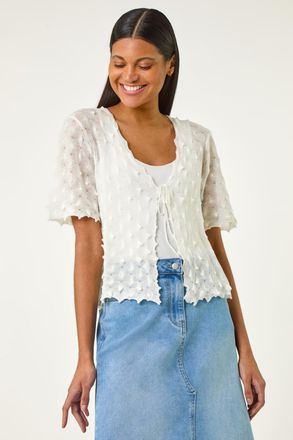 Roman Textured Tie Front Shrug