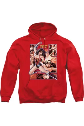 Gildan Justice League of America Wonder Woman Panels Adult Pull Over Hoodie / Hooded Sweatshirt