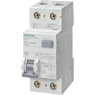 SIEMENS Interruptor Diferencial/autom&aacute;tico, 6 Ka, 1p+n, Tipo A, 30 Ma, Caract. B, In: 10 A, Un Ac: 230 V, 5su13566kk10
