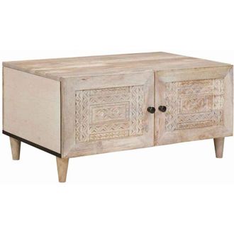 vidaXL Mesa de Café Beige 80 x 50 x 40 cm madera maciza de mango vidaXL