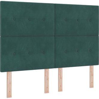 vidaXL Box Spring Bed with Mattress Dark Green 140 x 200 cm Fabric vidaXL