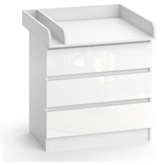 Vicco Fasciatoio Emma, Bianco, 80 x 78 cm con 3 cassetti, Vicco