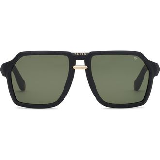 Philipp Plein Sunglasses Plein Contemporary Men in Black/green at Nordstrom, Size +0.00