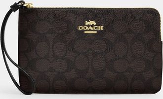 Coach Large Corner Zip Wristlet In Signature Canvas