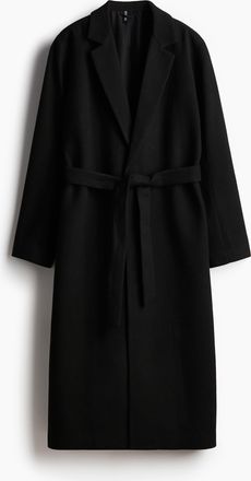 H&M Angerauter Twillmantel mit Bindeg&uuml;rtel - Schwarz