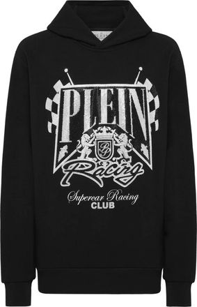 Philipp Plein Hooded Sweatshirt Racing - Heren - Hoodies - Zwart - 4XL - Katoen - Hoodies & sweatvesten