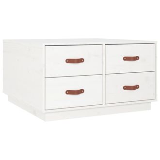 Berkfield Home Coffee Table White 80x80x45 cm Solid Wood Pine | Size: 80 x 80 x 45 cm