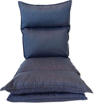 Mobili Rebecca Silla de yoga de metal y poliéster azul denim