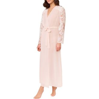 Rya Collection Royale Lace Sleeve Chiffon Robe in Blush at Nordstrom, Size X-Small