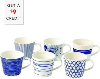 Royal Doulton Set Of 6 Pacific Porcelain Mugs With $9 Credit