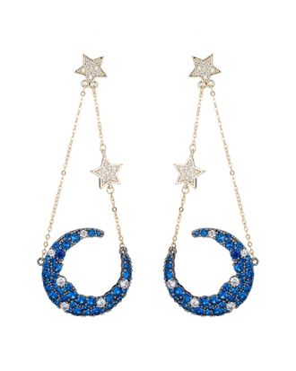 Eyecandy LA Eye Candy La Nevaeh Cz Crystal Star Moon Drop Earrings
