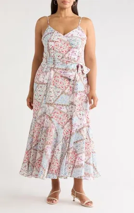 Sugarlips Minzi Floral Print Pleated Sleeveless Midi Dress in Lavender-Multi at Nordstrom, Size 1X