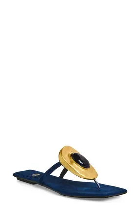 Jeffrey Campbell Bazaar Flip Flop in Navy Suede Combo at Nordstrom, Size 6.5