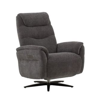 Konte Design Sill&oacute;n reclinable el&eacute;ctrico de tela gris y base de metal negro