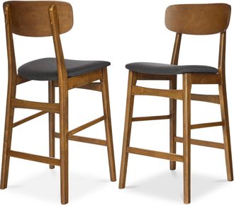 Best Choice Products 2-Piece Farmhouse Counter Height Bar Stool Set w/ Cushioned Seat, Wooden Backrest