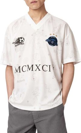 AllSaints Terra Soccer Jersey in Ashen White at Nordstrom, Size Xx-Large
